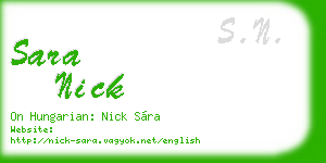 sara nick business card